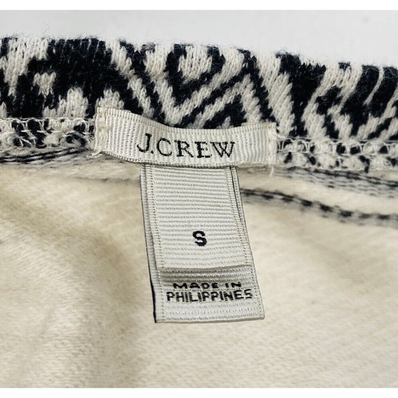 J Crew Sz Small Black Cream Graphic 3/4 Sleeve Sweatshirt - Picture 8 of 9